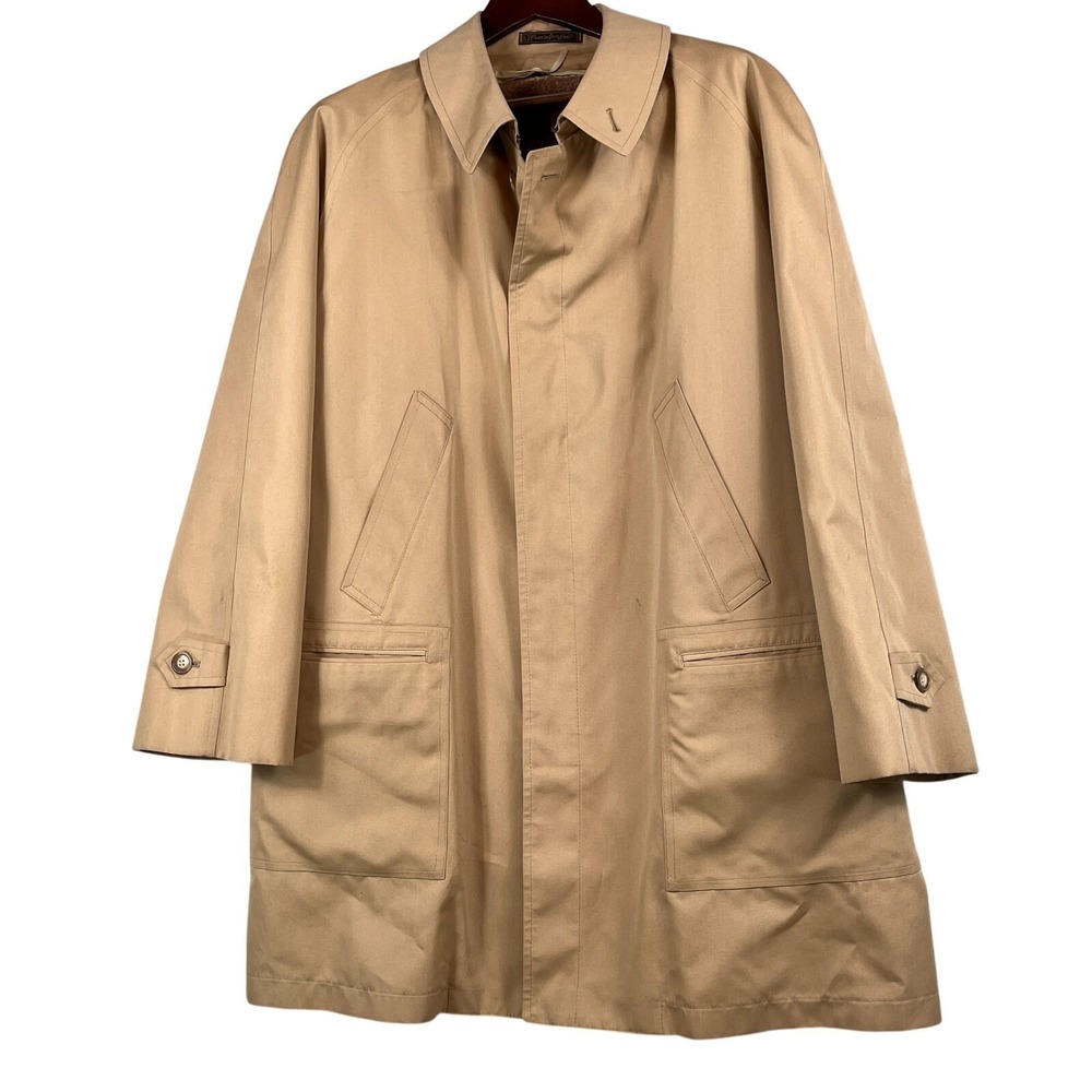 Misty Harbor Mens 42R Vintage Coat ZePel Water Repellent Tan Faux Fur Lined
